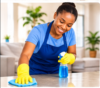 Professional cleaner providing home cleaning services