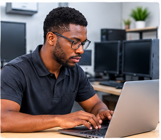Computer technician providing computer repair services
