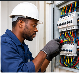 Professional electrician working on an electrical system