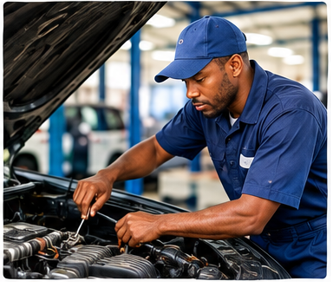 Professional mechanic working on a vehicle