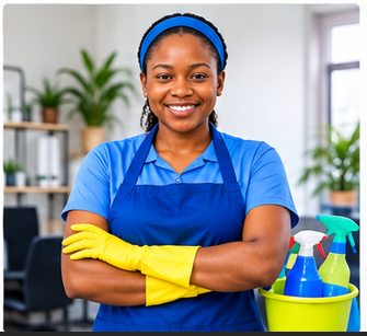 Professional cleaner providing cleaning services
